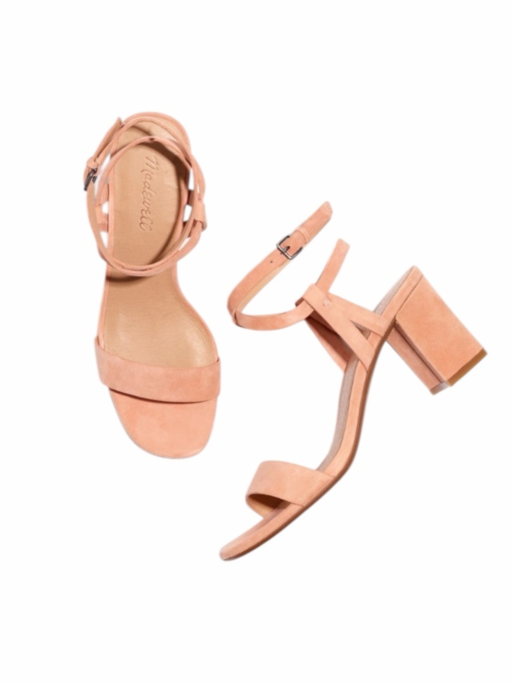 Madewell Loli Suede Blush Pink Block‎ Heel Sandals 8